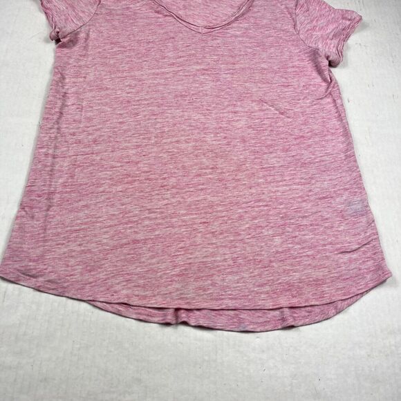 J.McLaughlin Pink Slub Linen Blend V-Neck Tee Small Soft Lightweight Casual Top - Picture 2 of 10